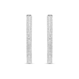 18K White Gold Baguette Diamond Inside-Out Hoop Earrings