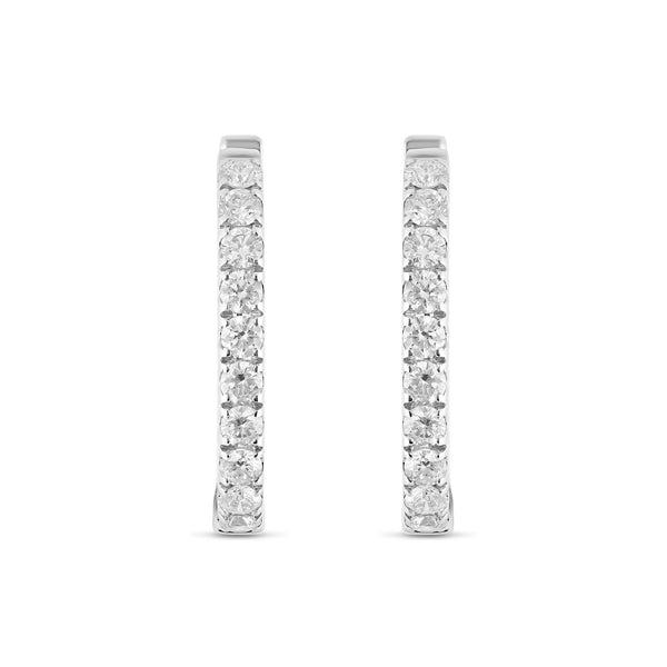 18K White Gold Diamond Inside-Out Hoop Earrings