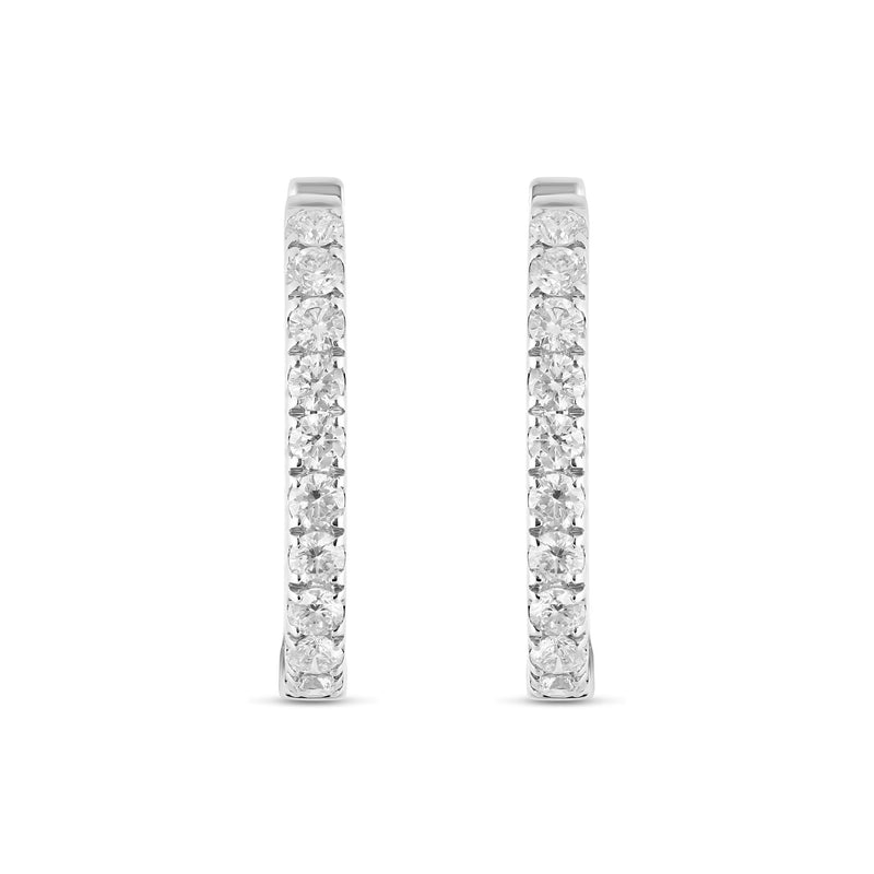 18K White Gold Diamond Inside-Out Hoop Earrings