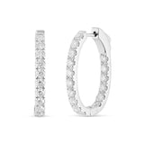 18K White Gold Diamond Inside-Out Hoop Earrings