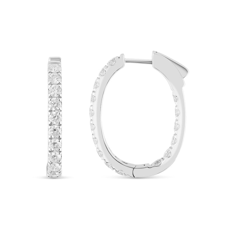 18K White Gold Diamond Inside-Out Hoop Earrings