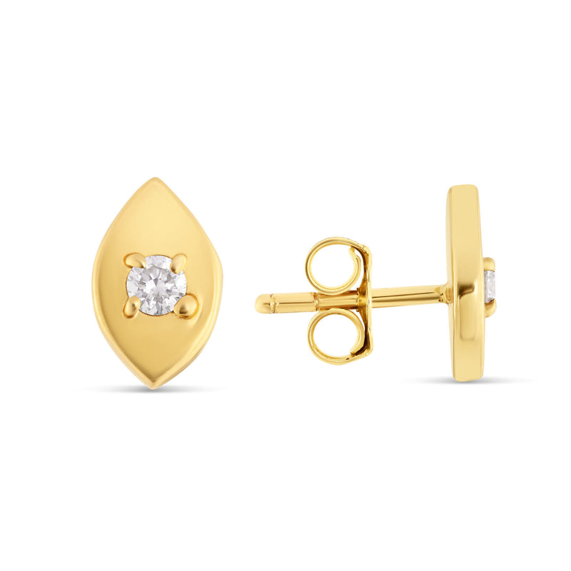 10K Yellow Gold Diamond Evil Eye Earrings