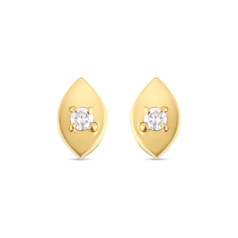 10K Yellow Gold Diamond Evil Eye Earrings