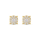 10K Yellow Gold Diamond Cluster Stud Earrings