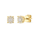 10K Yellow Gold Diamond Cluster Stud Earrings