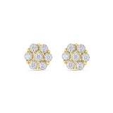 0.20 ct Yellow Gold Flower Stud Bezel Set Diamond Earrings