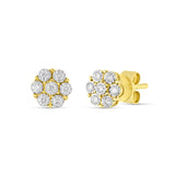 10 Karat Yellow Gold Flower Stud Diamond Earrings 0.20ct