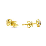 10 Karat Yellow Gold Flower Stud Diamond Earrings 0.20ct