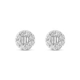 10K White gold Diamond Cluster Stud Earrings