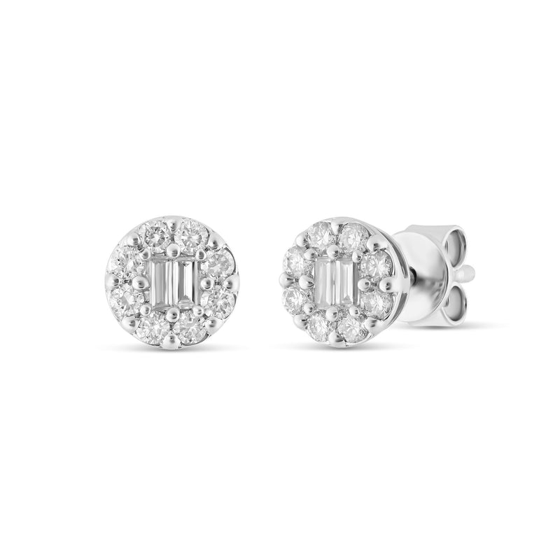 10K White gold Diamond Cluster Stud Earrings