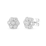 10K White gold Diamond Flower Stud Earrings