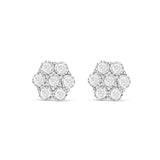 White Gold Diamond Flower Stud Earrings