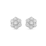 10K White Gold with Diamond Flower Stud Earrings