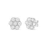 White Gold Diamond Flower Stud Earrings