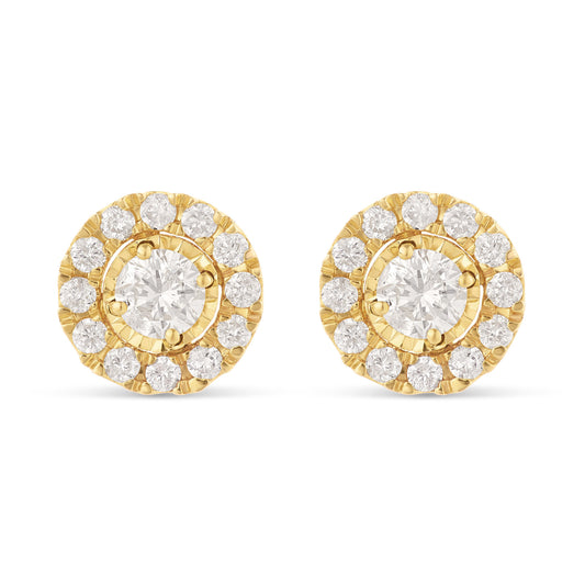 14k Gold Cluster Diamond Stud Earrings