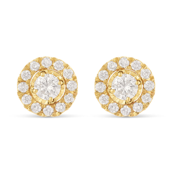 14k Gold Cluster Diamond Stud Earrings