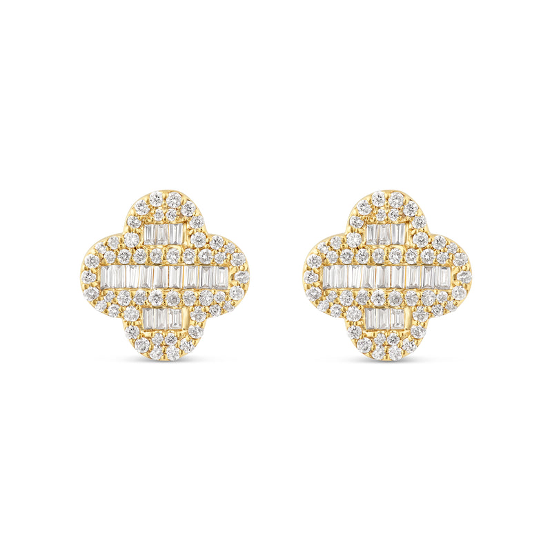 Baguette diamond Clover Stud Earrings