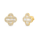 Baguette diamond Clover Stud Earrings