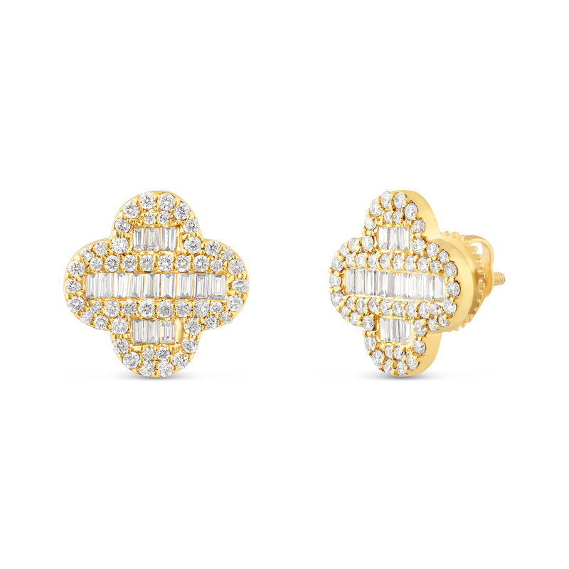 Baguette diamond Clover Stud Earrings