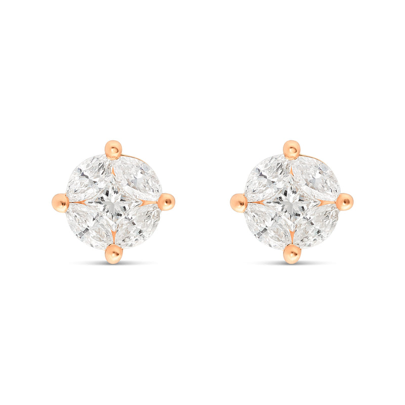 10K Gold Marquise Diamond Stud Earrings