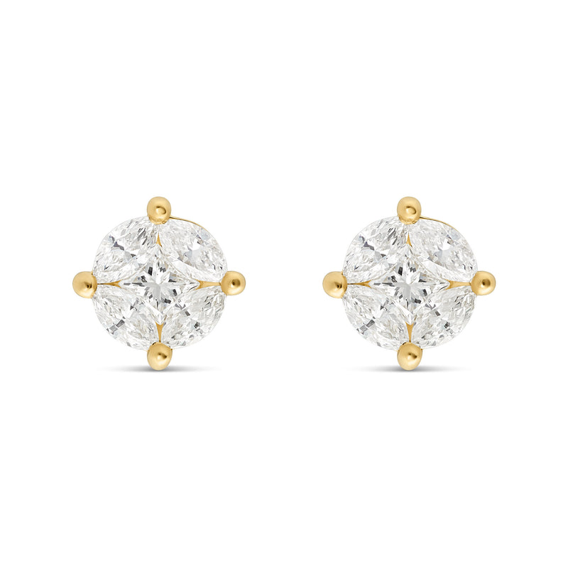 10K Gold Marquise Diamond Stud Earrings