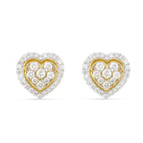 14K Gold 1.33CT Diamond Bilevel Heart Stud Earrings