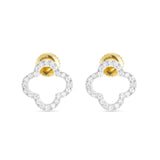 14K Gold .20CT Diamond Clover Flower Stud Earrings