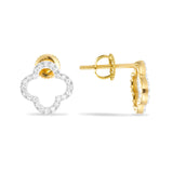 14K Gold .20CT Diamond Clover Flower Stud Earrings