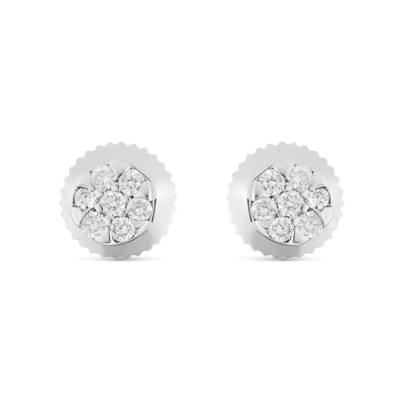 0.15 CT 14K Gold Flower Set Diamond Stud Earrings