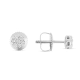 0.15 CT 14K Gold Flower Set Diamond Stud Earrings