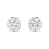 1 ct 14 Karat Flower Set Stud Diamond Stud Earrings