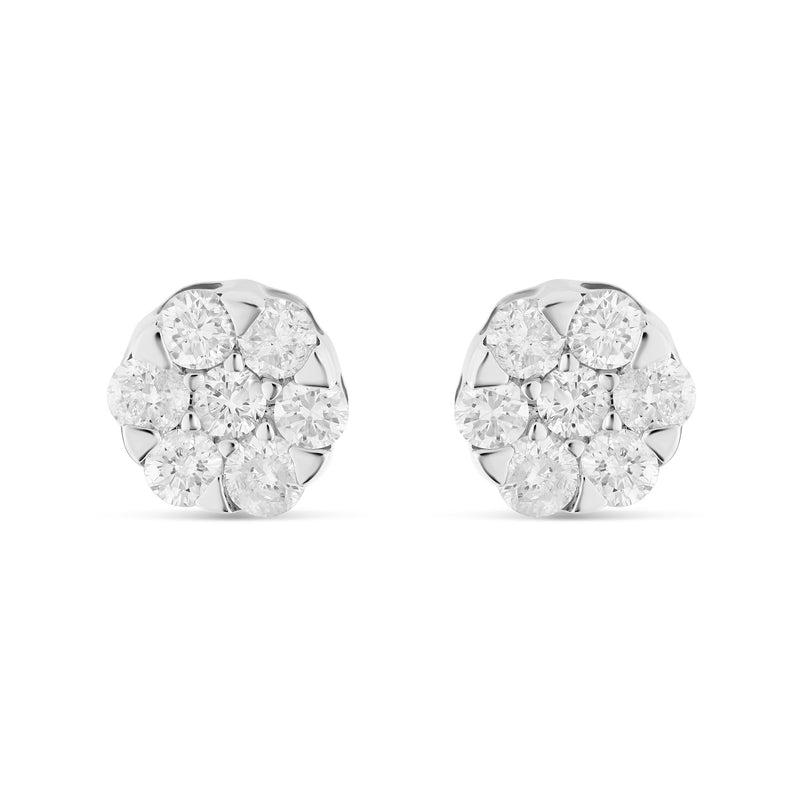 1 ct 14 Karat Flower Set Stud Diamond Stud Earrings