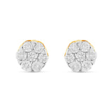 1 ct 14 Karat Flower Set Stud Diamond Stud Earrings