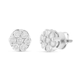 1 ct 14 Karat Flower Set Stud Diamond Stud Earrings