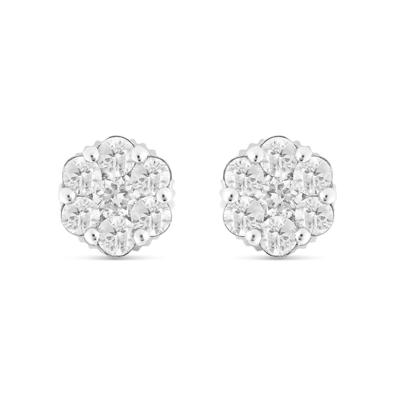 0.70 ct 14k Flower Stud Diamond Stud Earrings