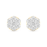 0.70 ct 14k Flower Stud Diamond Stud Earrings