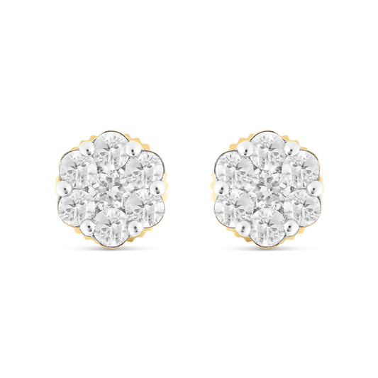 0.70 ct 14k Flower Stud Diamond Stud Earrings