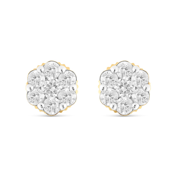 0.70 ct 14k Flower Stud Diamond Stud Earrings