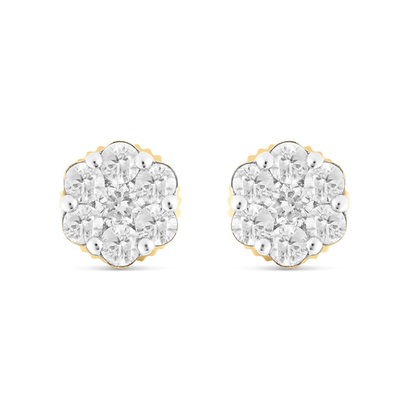 0.70 ct 14k Flower Stud Diamond Stud Earrings