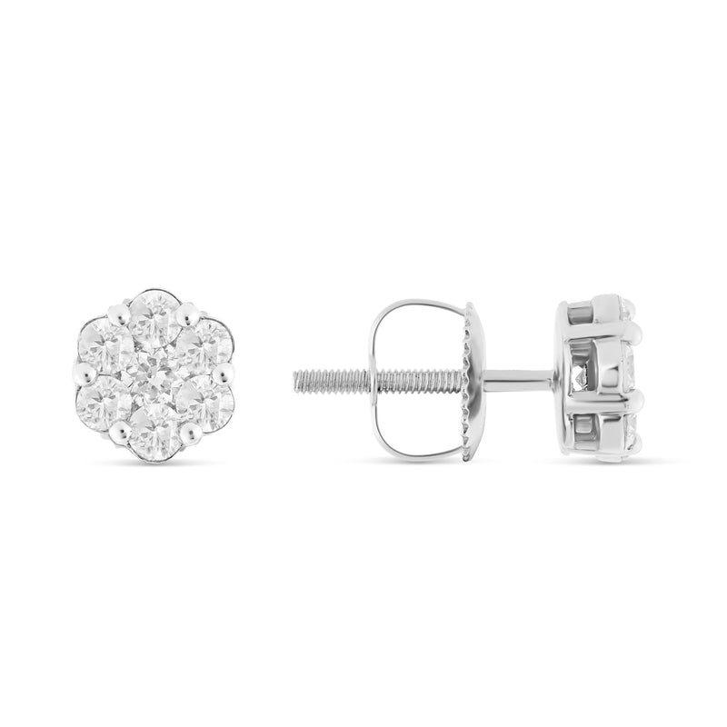 0.70 ct 14k Flower Stud Diamond Stud Earrings