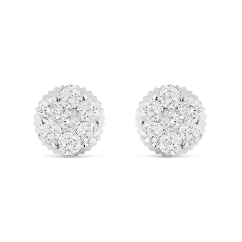 1/2 CT 14 Karat Gold Flower Set Diamond Stud Earrings