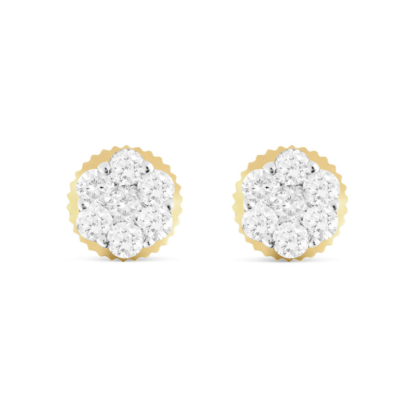 1/2 CT 14 Karat Gold Flower Set Diamond Stud Earrings