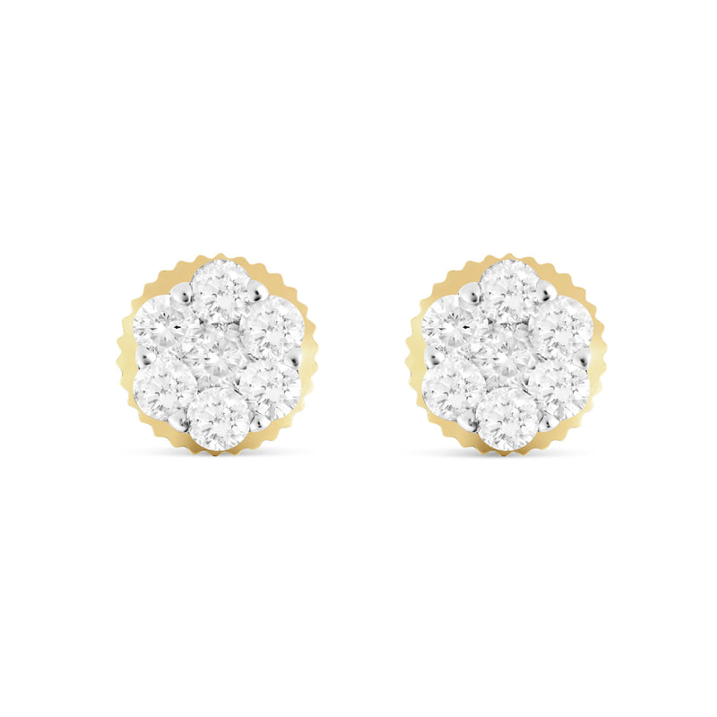 1/2 CT 14 Karat Gold Flower Set Diamond Stud Earrings