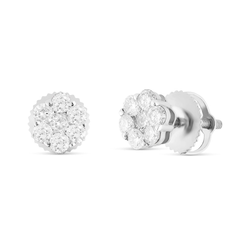 1/2 CT 14 Karat Gold Flower Set Diamond Stud Earrings