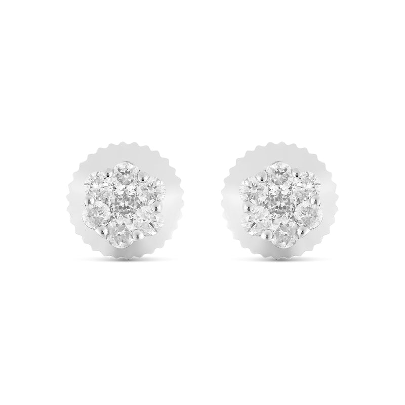 0.25 Ct 14K Gold Diamond Flower Set Stud Earrings