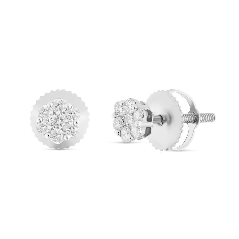 0.25 Ct 14K Gold Diamond Flower Set Stud Earrings