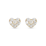 14K Gold Diamond Heart-Shaped Stud Earrings