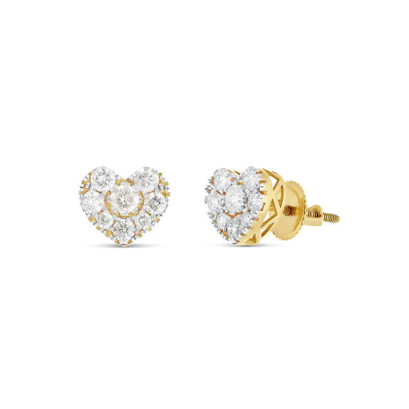 14K Gold Diamond Heart-Shaped Stud Earrings