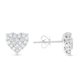 18k Cluster Diamond Heart-Shaped Stud Earrings