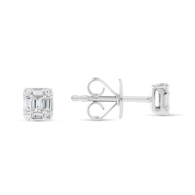 18k White Gold Emerald Illusion Studs